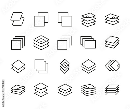 Layers line icons set.