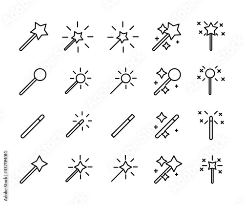 Simple set of magic wand icons in trendy line style.