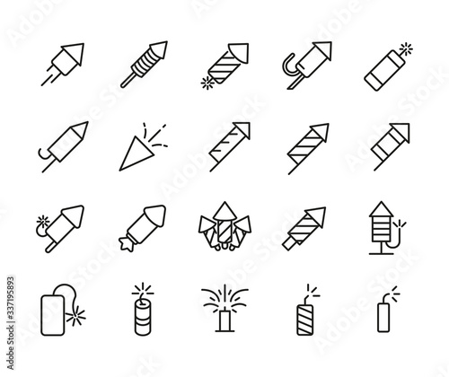 Simple set of petard icons in trendy line style.