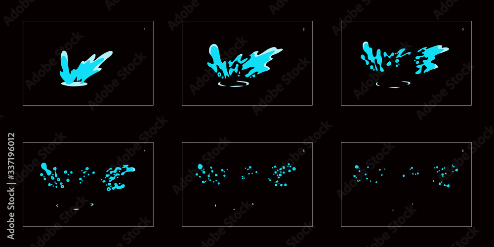 Water wave splash effect. wave animation sprite sheet. Classic animation  for game, cartoon, motion or something else. Stock Vector | Adobe Stock