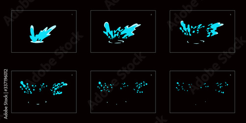 Water wave splash effect. wave animation sprite sheet. Classic animation for game, cartoon, motion or something else.