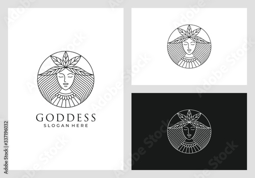 goddess logo design in line art style