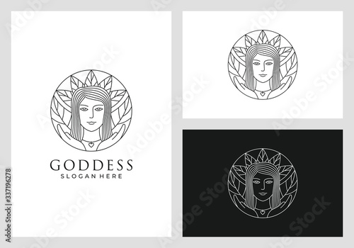 goddess logo design in line art style