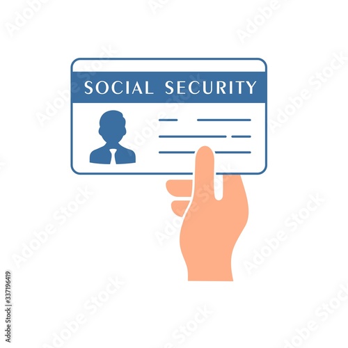 Social Security Card. Vector illustration, flat design, white background.