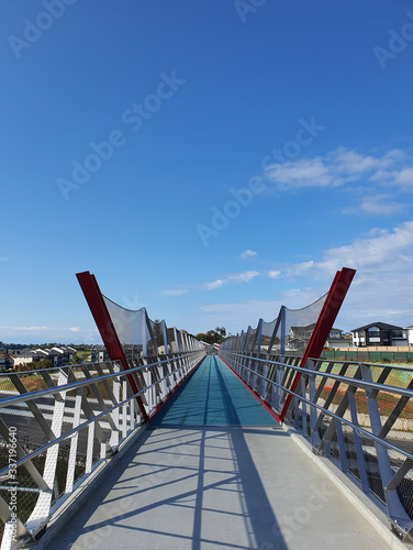 Albany, Auckland / New Zealand-March 29 2020. Quiet Albany Walking and Cycling Bridge due to Covid 19 