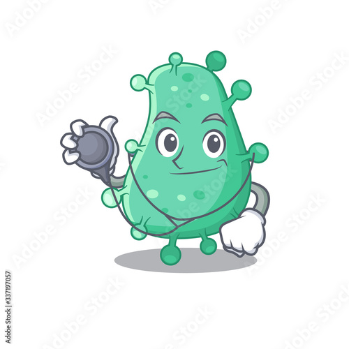 Agrobacterium tumefaciens in doctor cartoon character with tools