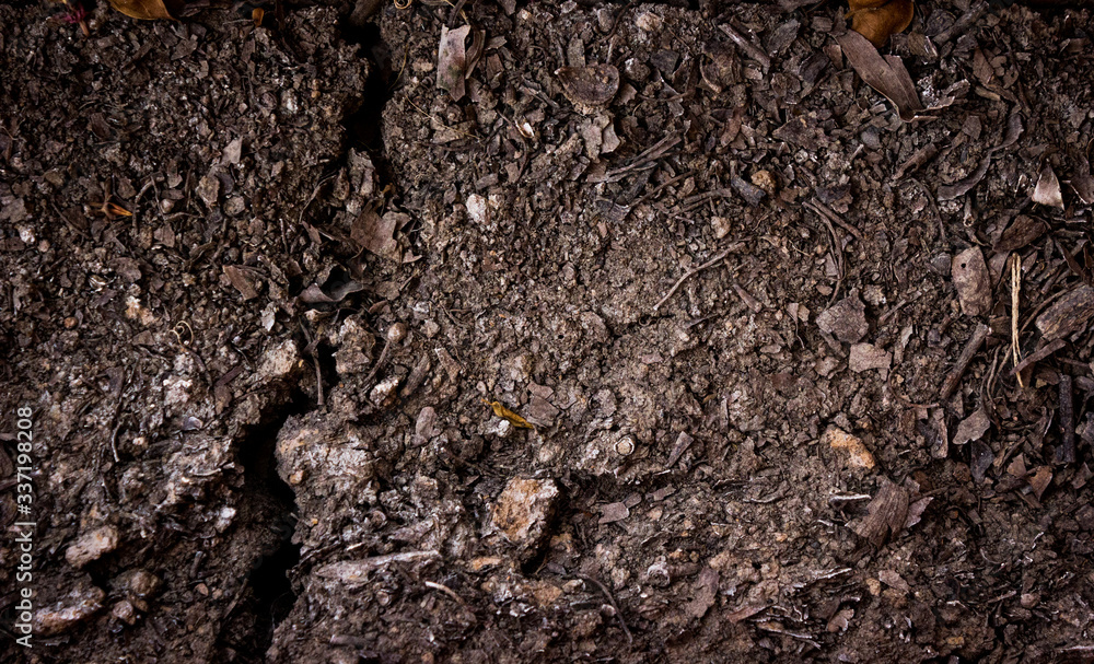 Soil dark ground surface top view texture and background. Soil dark ground surface top view texture and background.