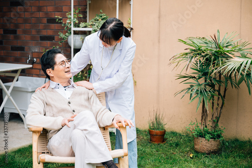Asian aged man and doctors