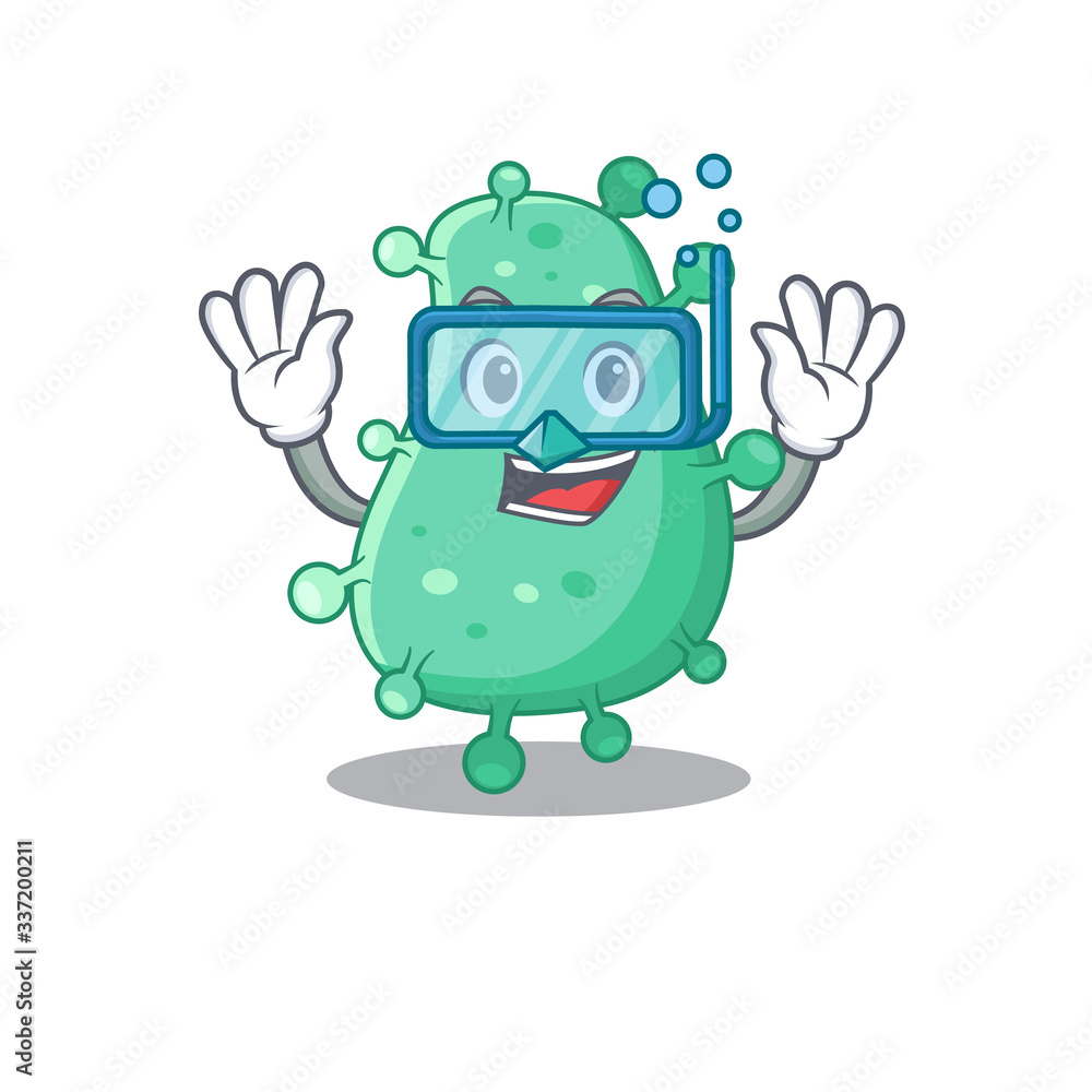 Agrobacterium tumefaciens mascot design concept wearing diving glasses