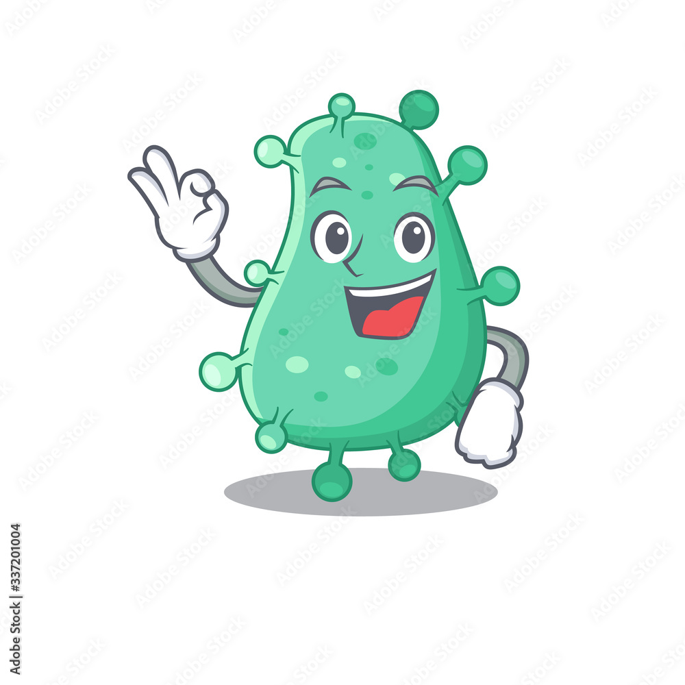 Agrobacterium tumefaciens mascot design style with an Okay gesture finger Agrobacterium tumefaciens mascot design style with an Okay gesture finger