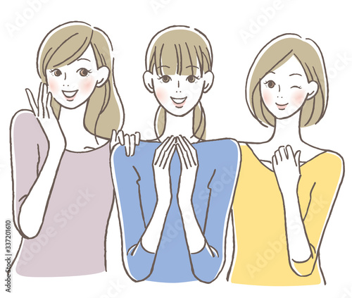 笑顔の女性　三人