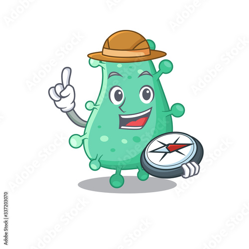 mascot design concept of agrobacterium tumefaciens explorer with a compass