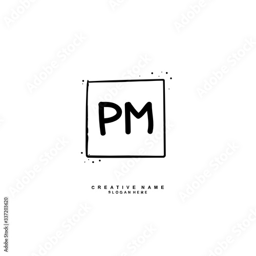 P M PM Initial logo template vector. Letter logo concept