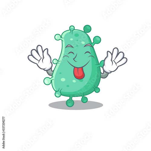 An amusing face agrobacterium tumefaciens cartoon design with tongue out