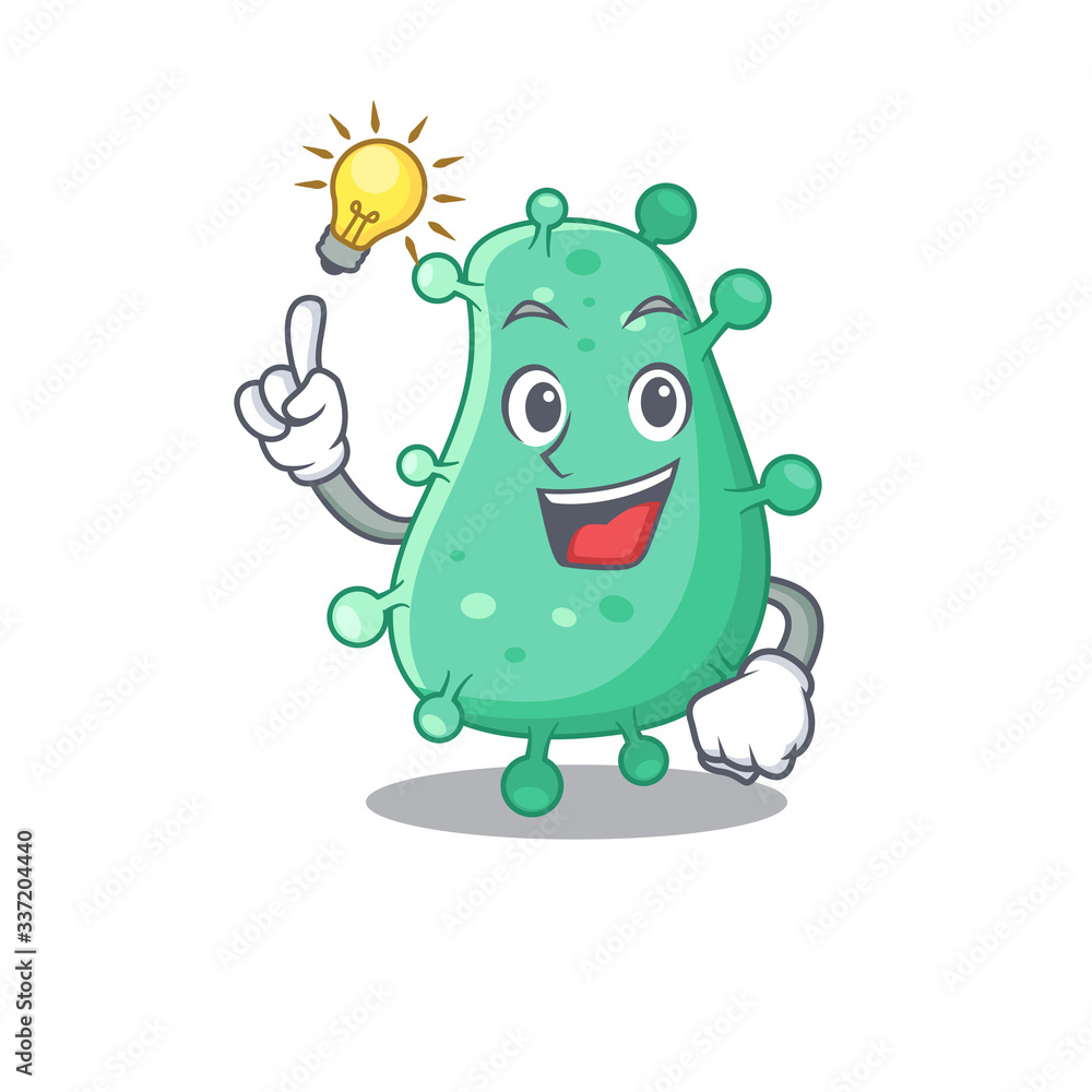 Mascot character design of agrobacterium tumefaciens with has an idea smart gesture Mascot character design of agrobacterium tumefaciens with has an idea smart gesture