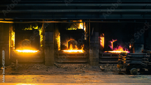 Obraz na plátně Copper smelting furnace and trolley with anodes