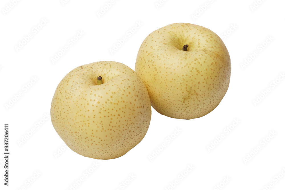 Chinese pear isolated on white background. This image stacked with clipping path for advertising. ideas concept. Chinese pear isolated on white background. This image stacked with clipping path for advertising. ideas concept.