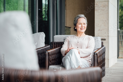 Portrait of older woman in Asia photo