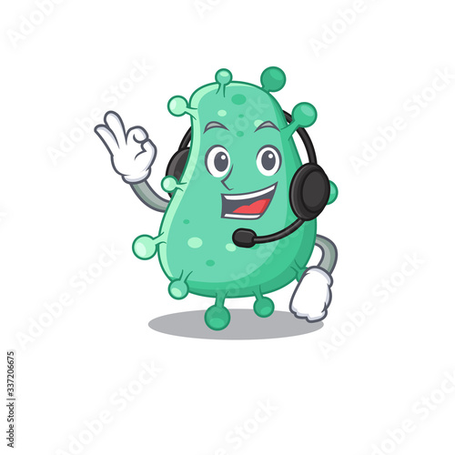 A gorgeous agrobacterium tumefaciens mascot character concept wearing headphone