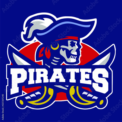 pirate head mascot carrying abstract sword art