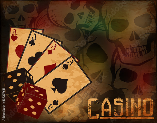 Casino  poker cards wallpaper, vector illustration
