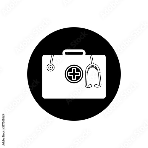 First Aid Kit Bag Button Icon. Editable Vector EPS Symbol Illustration.