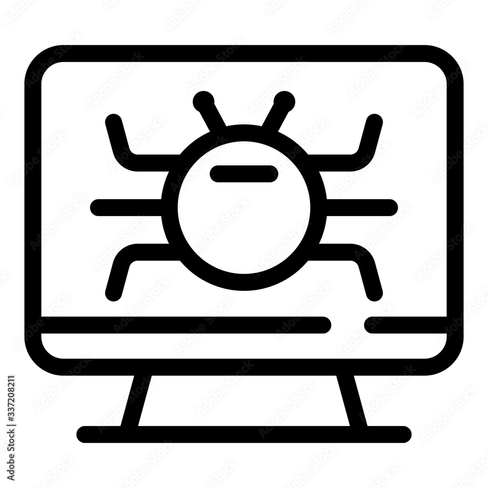 Computer fraud bug icon. Outline computer fraud bug vector icon for web design isolated on white background Computer fraud bug icon. Outline computer fraud bug vector icon for web design isolated on white background