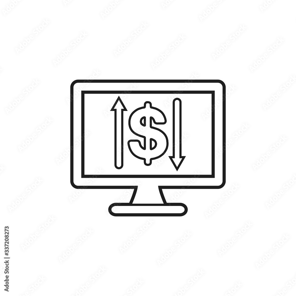 Online Financial Transaction Service Line Icon. Online Financial Transaction Service Line Icon.