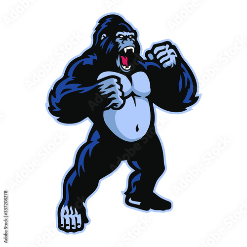 gorilla logo black background white