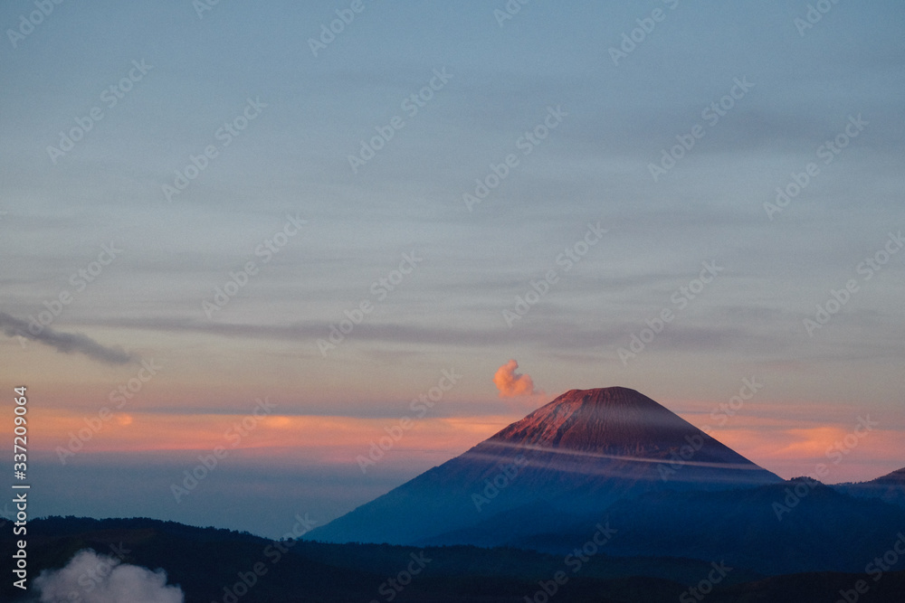 Sunrise on mountain volcano Indonesia