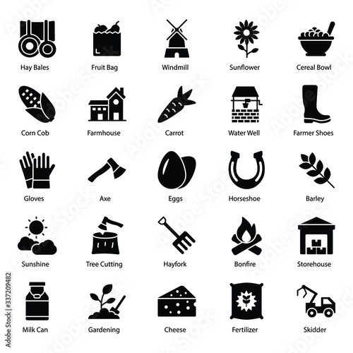 Nature and Farming Solid Icons Pack 