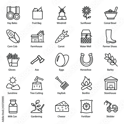 Nature and Farming Line Icons Pack 