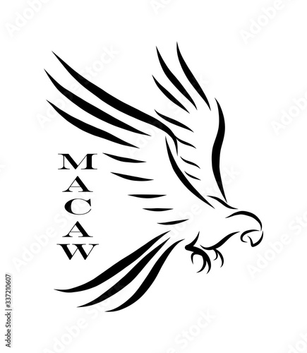 Macaw Parrot Logo Line Art Vector Illustration eps 10