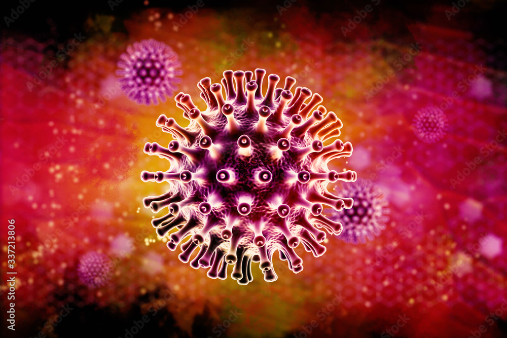 Obraz premium hiv virus 3d illustration in digital background