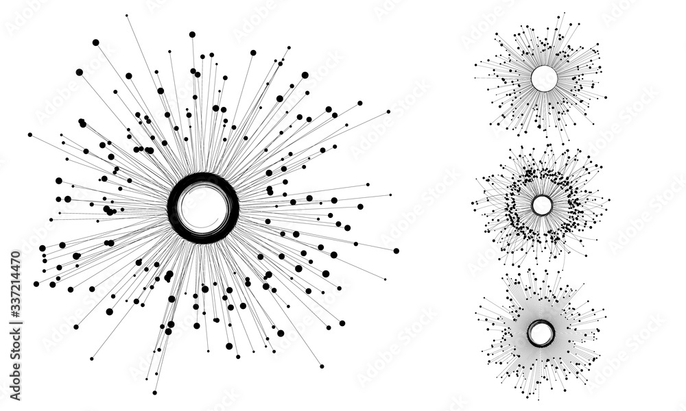 Fototapeta Connecting many dots with circle in center via lines. Command concept or social connection.