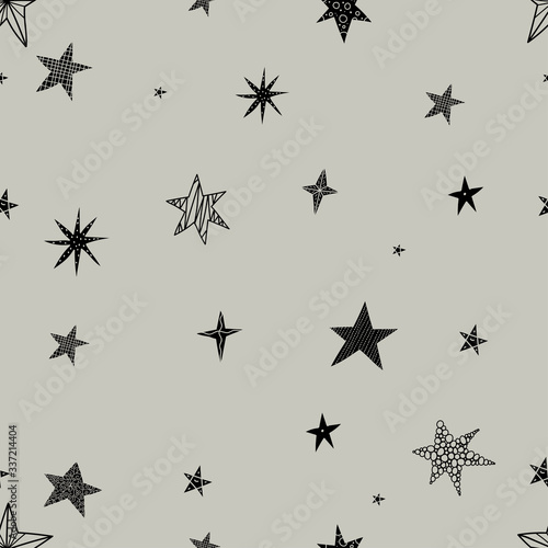 Black stars. Seamless vector pattern. Seamless pattern can be used for wallpaper, pattern fills, web page background, surface textures. © vyazovskaya