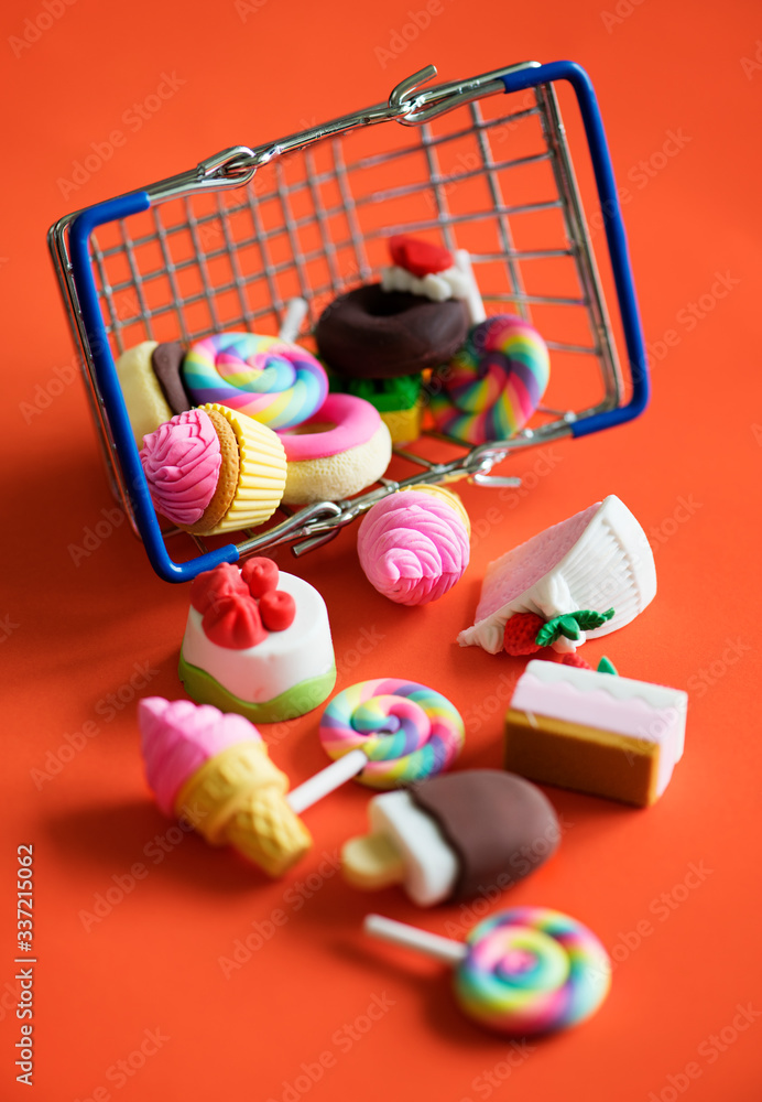 Sweets in a shopping basket