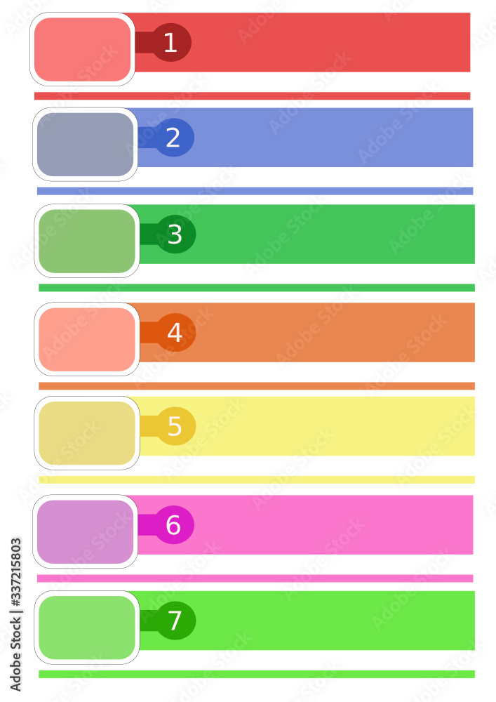 Seven label and text box with seven colors. Seven label and text box with seven colors.