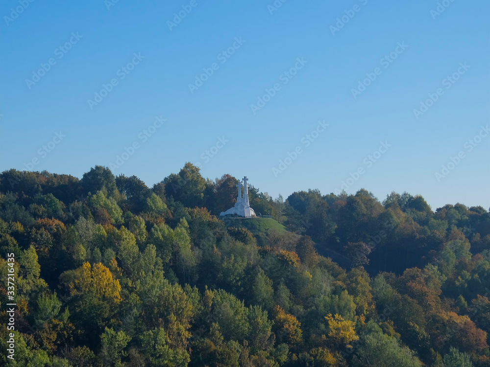 The Three Crosses Monument overlooking Vilnius in Lithuania