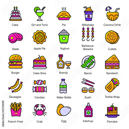 Fast Food Flat Icons Pack 