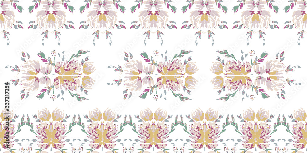Fototapeta premium Vintage flower native pattern. Abstract ornate bohemian element. Folk american flowers. Print flower.