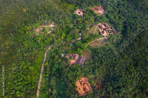 My Son Sanctuary is a large complex of religious relics comprises Cham architectural works. A UNESCO world heritage site in Quang Nam, Vietnam.  Located about 30 km west of Hoi An ancient town. photo