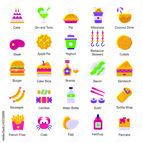 Fast Food Flat Icons Pack 