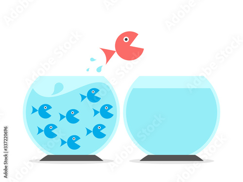 Big fish changing fishbowl