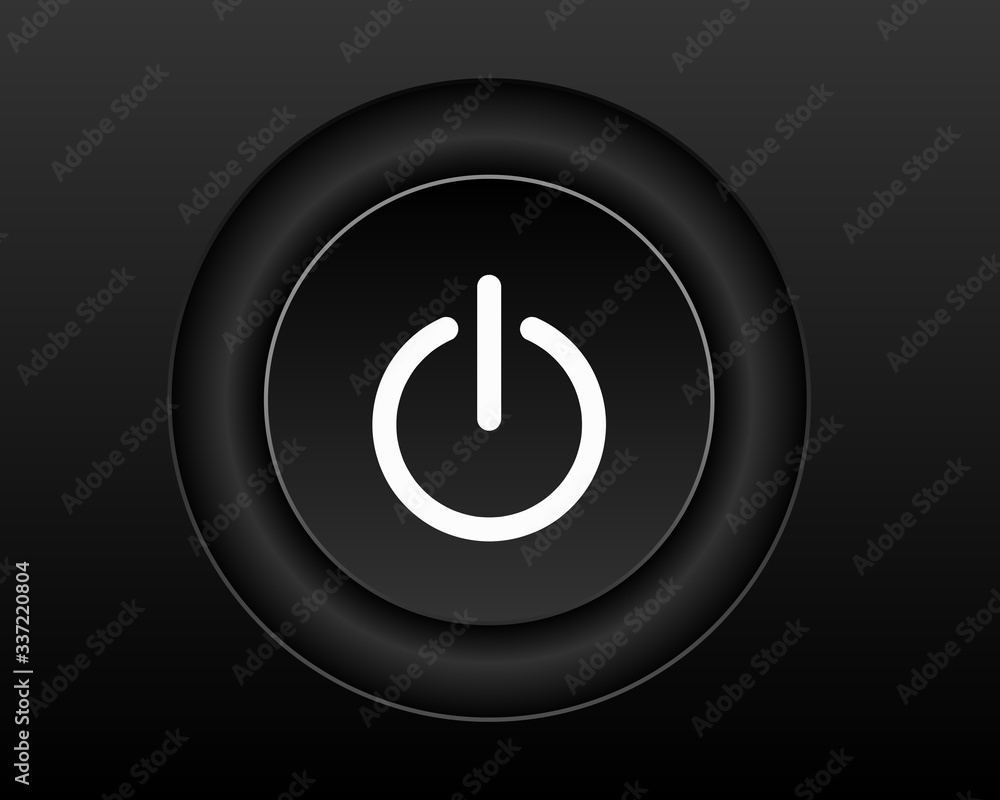 White power icon Vector Illustration isolated on black background. 3D EPS10 White power icon Vector Illustration isolated on black background. 3D EPS10