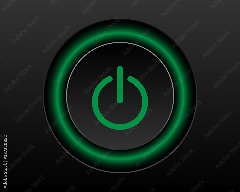 Green power icon Vector Illustration isolated on black background. 3D EPS10 Green power icon Vector Illustration isolated on black background. 3D EPS10