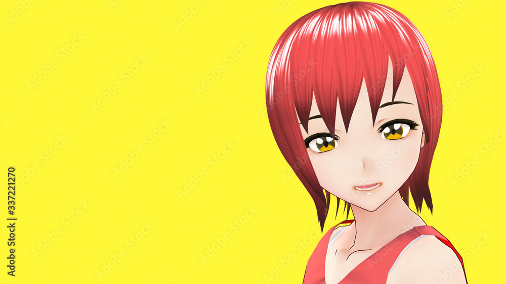 Anime Girl Cartoon Character Japanese Girl with a smile and Background it's Anime Manga Girl from Japan	