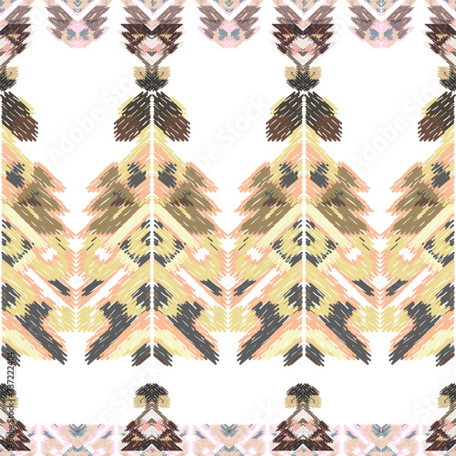 Drapery curves pagan tripe seamless pattern. Indian old surface background. Vector ornament
