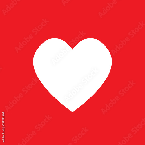 White heart Icon Vector. Love symbol. Valentine's Day sign, emblem isolated on red background with shadow, Flat style for graphic and web design, logo. 3D EPS10 pictogram