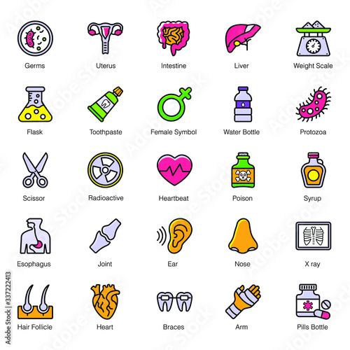 Pack Of Healthcare Flat Icons 